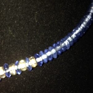 Choker - Blue Beads with Rhinestones $20 - close up - somewhat better photo