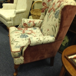Chair, Wing Back - Floral, Side